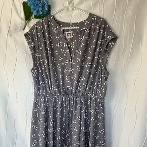 Anne Klein Charcoal Floral Midi Dress